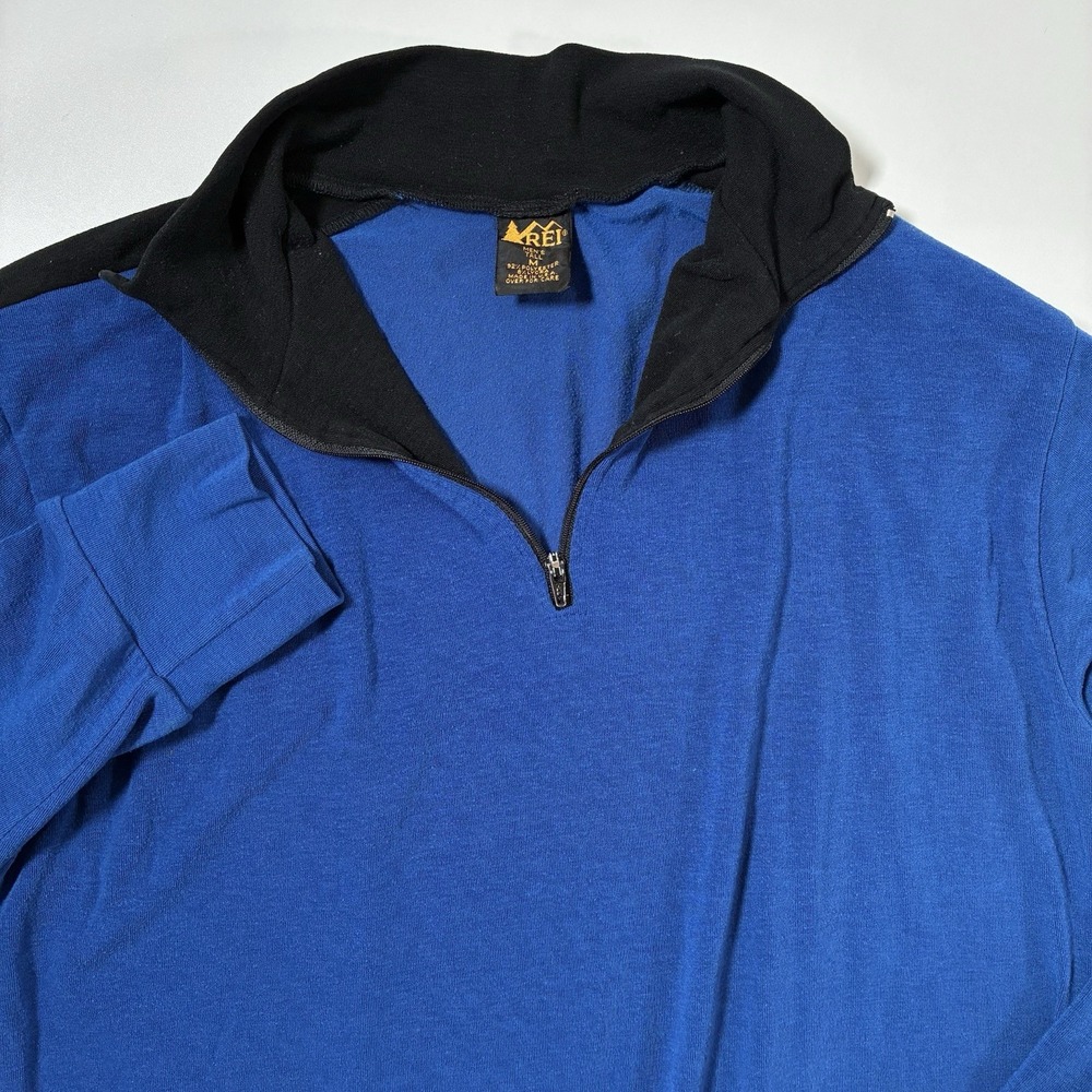 Vintage REI Sweater Medium Blue Pullover Hiking Base Layer Made In USA 90s Y2K